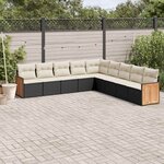 vidaXL Salon de jardin 9 Pièces avec coussins noir résine tressée