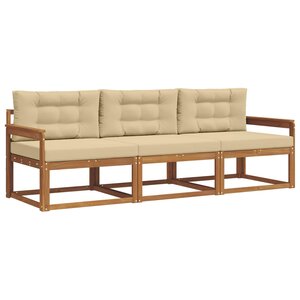 vidaXL Ensemble de canapés d'extérieur 3 pc Naturel et Beige