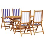 vidaXL Ensemble de Salle à Manger de Jardin 5 Pièces Bleu et Blanc en Bois Acacia