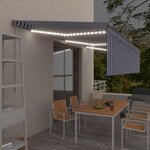 vidaXL Auvent manuel rétractable avec store et LED 6x3 m Bleu et blanc