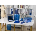 Corbeille À Courrier Combo Midi Transparent - Bleu Royal Brillant - X 6 - Exacompta