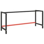 vidaXL Cadre de banc de travail Noir et rouge mat 180x57x79 cm Métal
