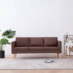 vidaXL Canapé à 3 places tissu marron