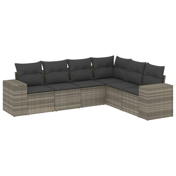 vidaXL Salon de jardin 6 Pièces avec coussins gris clair résine tressée