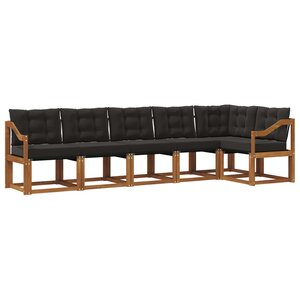 vidaXL Ensemble de canapés d'extérieur 6 pc Naturel et Noir