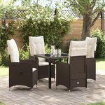 vidaXL Ensemble de salle à manger de jardin 5 pièces avec coussins Marron Poly Rattan