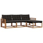vidaXL Ensemble de canapés d'extérieur 4 pc Naturel et noir