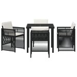 Ensemble de Salle à Manger de Jardin de 5 Pièces avec Coussins en Poly Rattan Noir