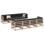 vidaXL Salon de jardin 9 Pièces avec coussins bois de pin massif