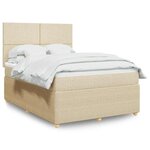 vidaXL Sommier à lattes de lit avec matelas Crème 140x200 cm Tissu