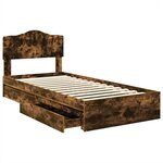 vidaXL Lit de Rangement Chêne fumé 90 x 200 cm Bois d'ingénierie