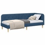 vidaXL Cadre de lit d'angle avec tête de lit Bleu 80 x 200 cm tissu