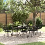 vidaXL Ensemble de Salle à Manger de Jardin 7 Pièces Noir Poly Rattan