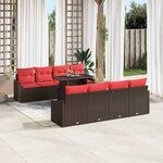 vidaXL Ensemble de canapé de jardin 7 Pièces Marron et rouge polyrotin