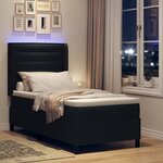 vidaXL Lit à ressort LED avec matelas Noir 100 x 200 cm tissu