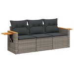 vidaXL Salon de jardin avec coussins 3 Pièces gris résine tressée