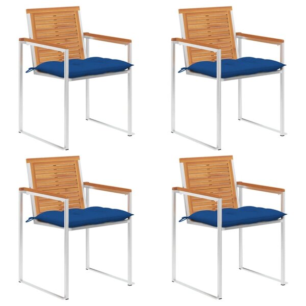 vidaXL Chaises de jardin lot de 4 avec coussins Bois d'acacia massif