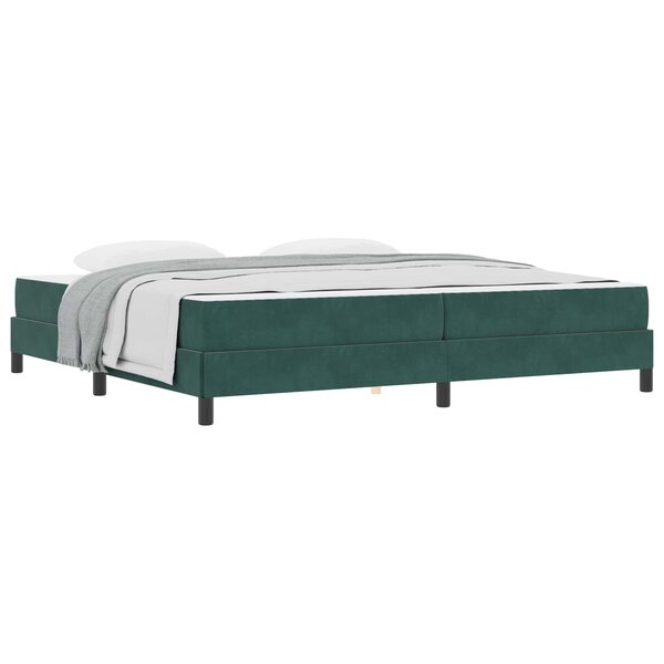 vidaXL Lit à ressorts avec matelas Vert foncé 200 x 210 cm tissu