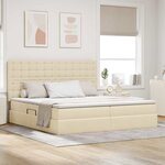 vidaXL Lit de rangement LED avec matelas Crème 200 x 200 cm Tissu