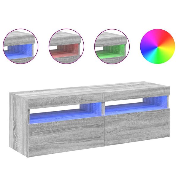 vidaXL Meubles TV 2 Pièces avec lumières LED Sonoma gris 60x35x40 cm