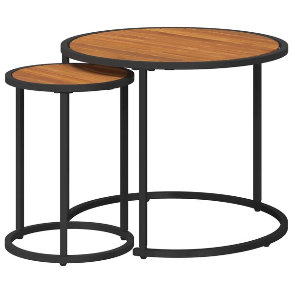 vidaXL Ensemble de tables basses 2 Pièces Naturel et noir 55 x 55 x 45 cm