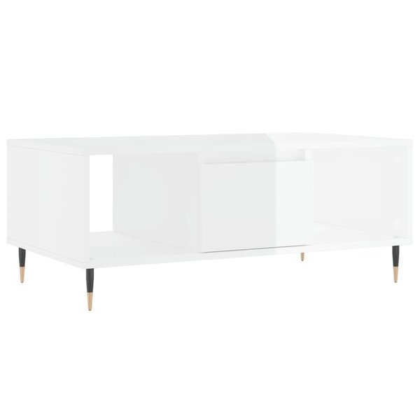 vidaXL Table basse Blanc brillant 90x50x36 5 cm Bois d'ingénierie