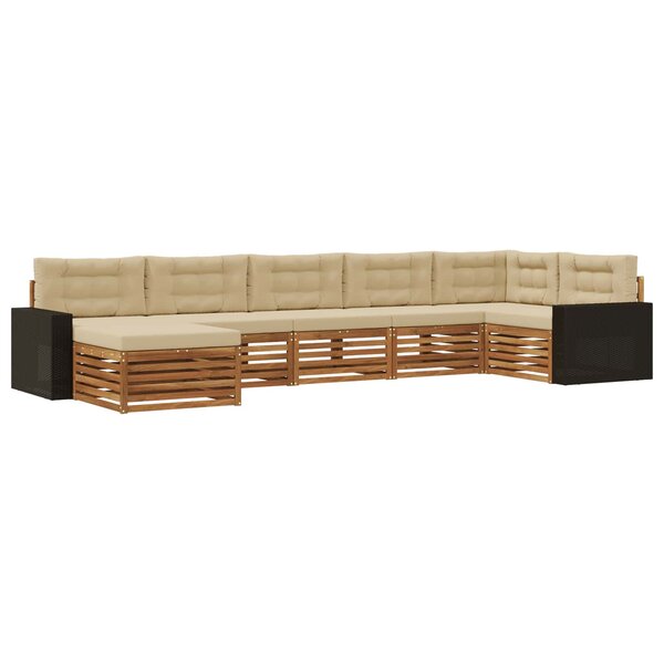 vidaXL Ensemble de canapés d'extérieur 7 pc Naturel et Beige