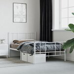vidaXL Cadre de lit métal avec tête de lit/pied de lit blanc 75x190 cm