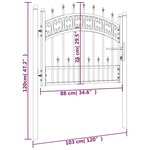 vidaXL Portail et sommet de lance Noir 103x120 cm Acier enduit poudre