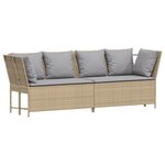 vidaXL Canapé de jardin avec coussins beige résine tressée