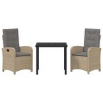 vidaXL Ensemble de salle à manger pour jardin 3 Pièces Beige polyrotin