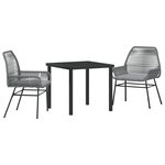 vidaXL Ensemble de salle à manger de jardin 3 pièces avec coussins Gris en poly rotin
