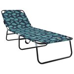 vidaXL Transat pliant 2 Pièces Portable Motif feuille Tissu Oxford 600D