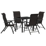 vidaXL Ensemble de salle à manger de jardin 5 pièces Noir Poly Rattan
