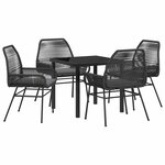 vidaXL Ensemble de salle à manger pour jardin 5 Pièces Noir polyrotin