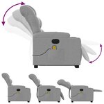 vidaXL Fauteuil inclinable de massage électrique Gris clair Tissu