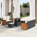 vidaXL Ensemble de canapé de jardin avec coussin 8 Pièces Noir Poly rotin