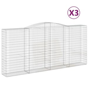 vidaXL Paniers à gabions arqués 3 Pièces 400x50x180/200 cm Fer galvanisé