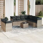 vidaXL Salon de jardin avec coussins 10 Pièces gris clair résine tressée