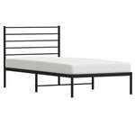 vidaXL Cadre de lit métal avec tête de lit noir 100x190 cm