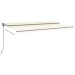 vidaXL Auvent automatique capteur de vent/LED 6x3 m Crème