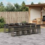 vidaXL Ensemble à manger de jardin 11Pièces avec coussins gris poly rotin