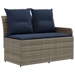 vidaXL Ensembles de meubles 4 Pièces Gris et bleu marine Rotin PE