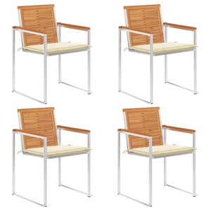 vidaXL Chaises de jardin lot de 4 avec coussins Bois d'acacia massif