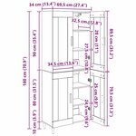 vidaXL Haut Armoire Chêne noir 69 5 x 34 x 180 cm Bois d'ingénierie