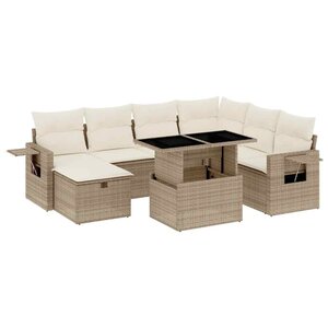 vidaXL Salon de jardin avec coussins 8 Pièces beige résine tressée