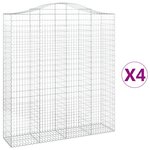 vidaXL Paniers à gabions arqués 4 Pièces 200x50x220/240 cm Fer galvanisé