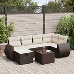 vidaXL Salon de jardin avec coussins 7 Pièces marron résine tressée
