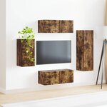 vidaXL Ensemble meuble TV 4 Pièces Chêne fumé Bois d'ingénierie