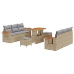 vidaXL Ensemble de Canapé de Jardin 9 Pièces avec Coussins en Rattan Beige Poly Acacia